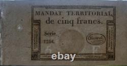 Very Rare Territorial Mandate 5 Francs Monval 28 Ventose Year 4 (18 March 1796)