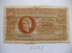 Very Rare Treasure Banknote 500 F Marianne Letter N Rare Vf 11/3