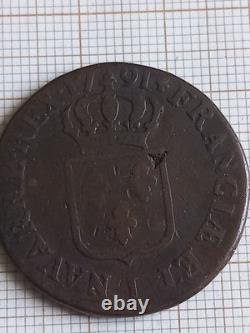 Very Rare Variety, sun on the shield, 1791. I. Limoges (with 2 dots under the D)