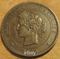 Very rare, 10 centimes Ceres 1875 A, Third Republic, TTB+, intact patina