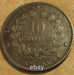 Very rare, 10 centimes Ceres 1875 A, Third Republic, TTB+, intact patina