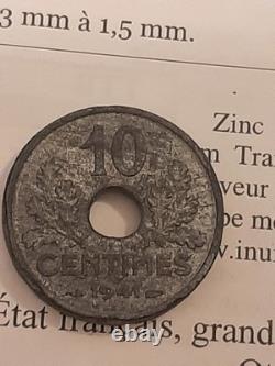 Very rare 1941 10-centime piedfort pattern coin
