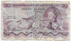 Very rare 20 rupees banknote from Seychelles, 1974
