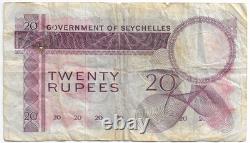Very rare 20 rupees banknote from Seychelles, 1974
