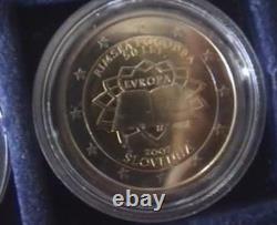 Very rare! Complete set of 17 x 2-euro coins from 2007 Rome Treaty – and 5 DE mint marks
