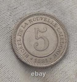 Very rare New Caledonia 5 Centimes Société Le Nickel 1881 medal strike