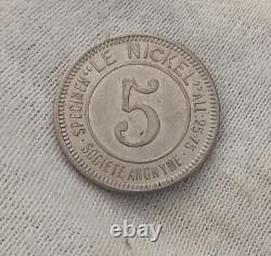 Very rare New Caledonia 5 Centimes Société Le Nickel 1881 medal strike