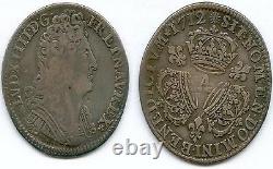 Very rare Royal Coin @ Quarter Ecu with 3 Crowns of Louis XIV Silver 1712 A