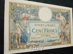 Very rare Series M. 10. 100 frs Olivier Merson B. 7.1. 1908. B. Rare. No. 000236896