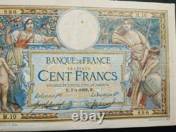 Very rare Series M. 10. 100 frs Olivier Merson B. 7.1. 1908. B. Rare. No. 000236896