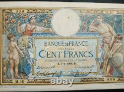 Very rare Series M. 10. 100 frs Olivier Merson B. 7.1. 1908. B. Rare. No. 000236896