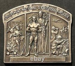 Very rare Silver-plated Bronze Medal & Plaque Physical Education TSCHUDIN