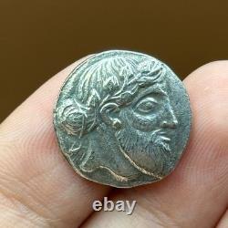 Very rare ancient Greek coin coated in silver with image