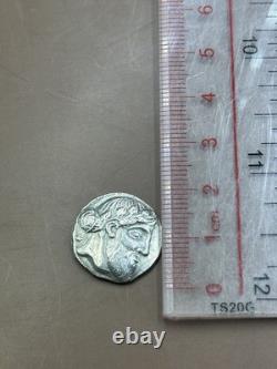 Very rare ancient Greek coin coated in silver with image