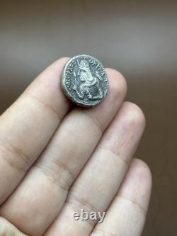Very rare ancient silver coin of King Huvishka of the empire