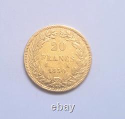 Very rare and superb piece of 20 francs gold 1830 A Louis Philippe hollow edge