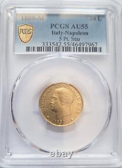 Very rare and superb piece of 20 lire 1809 M Napoleon I PCGS AU55 francs