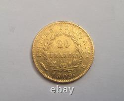 Very rare and very beautiful 20 franc gold coin 1809 K Napoleon I
