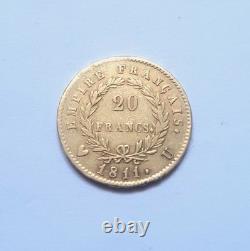 Very rare and very beautiful 20-franc gold coin, 1811 Turin Napoleon I