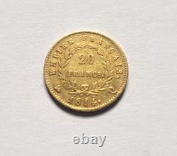 Very rare and very beautiful 20 franc gold coin, 1814 Q Napoleon I