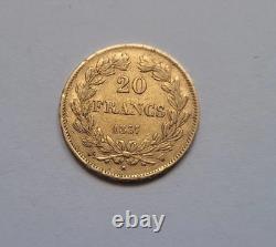 Very rare and very beautiful 20 franc gold coin, 1837 W, Louis Philippe