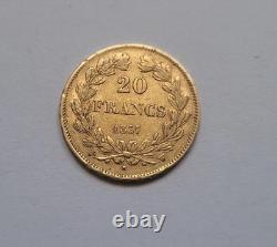 Very rare and very beautiful 20 franc gold coin 1837 W Louis Philippe