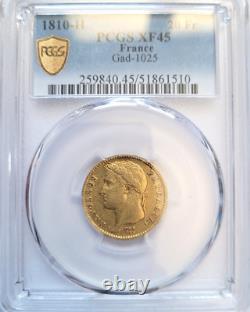Very rare and very beautiful piece of 20 francs gold 1810 H Napoleon I PCGS XF45
