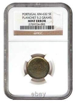 Very rare coin Portugal 5 escudo blank planchet km 632 graded NGC