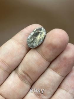 Very unique and rare ancient bronze coin featuring a king's image and