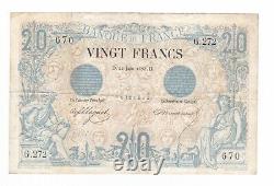 (b. 28) Billet Of 20 Francs Black 21/06/1875 (ttb- To Ttb) Very Rare. F. 9/2