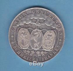(et 72) Switzerland Chur 4 Franken 1842 (spl +) Very Rare 6000 Ex