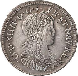 #fry4 Louis XIV 1/4 Long Ecu 1652 O Riom Very Rare