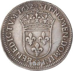 #fry4 Louis XIV 1/4 Long Ecu 1652 O Riom Very Rare