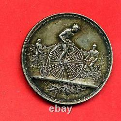 (m. 12) Medal Race De Vélocipède 1891 (with Box) Very Rare Rare Silver