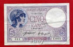 (ref K. 602) 5 Francs Violet 30/12/1920 (sup-) Date Very Rare