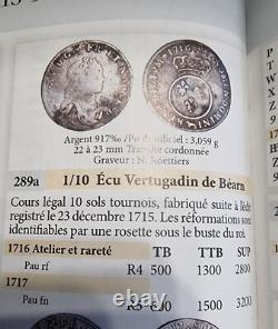 1/10 D'écu Vertugadin Du Béarn 1716 Pau Louis XV tres Rare Et Pédigrée