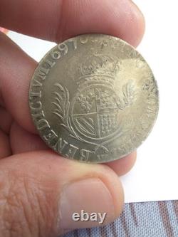 1/2 Écu De Flandre Aux Palmes 1697 Lille Louis XIV Très Rare
