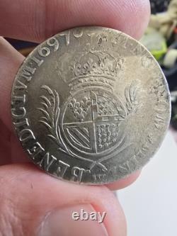 1/2 Écu De Flandre Aux Palmes 1697 Lille Louis XIV Très Rare