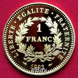 1 Franc République 1992 Or Flan Bruni 9 Gr Très Rare