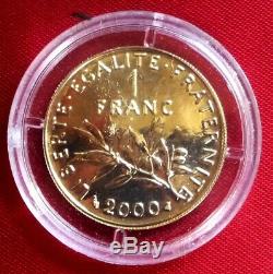 1 Franc Semeuse Bu Or 2000 Monnaie De Paris Très Rare