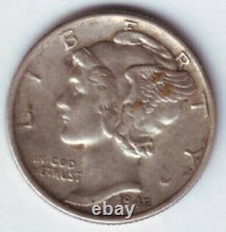 1 dime Mercury USA 1942/1 (erreur de frappe sur la date, très rare), argent