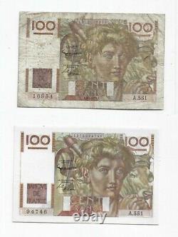 100 Francs Jeune Paysan 6.8.1953 filigrane normal et inversé Neuf TRES RARE