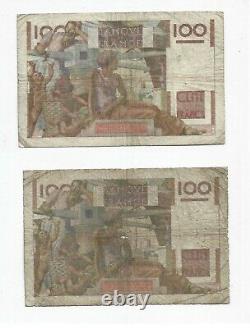 100 Francs Jeune Paysan 7.1.1954 filigrane normal et inversé TRES RARE