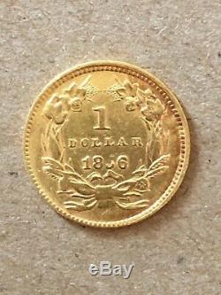 1856 1 Dollar 1 En Position Verticale 5 Indian Princesse Or/Gold Très Rare