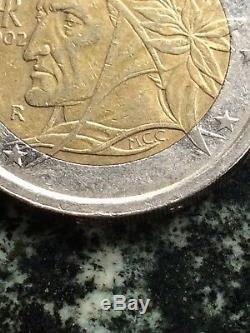 2 2002, italie, Dante, Fauté, 10 Etoiles Tres Rare, coins Bouchés