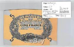 2 Billets Martinique Epreuves 5 Francs Nd Avers Et Revers Tres Rare