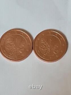 2 Centimes Allemagne 2002 J les 2 Variantes Très Très Rare A Avoir