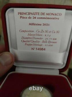 2 Euros Monaco Be 2021, modèle très rare les 20 dernier tirages sur 15000