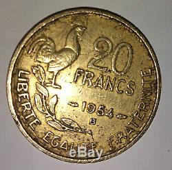 20 Francs Georges Guiraud 1954 B 4 Faucilles Très Rare