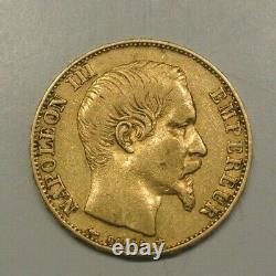 20 Francs Or Napoleon III 1855 Bb Chien /abeille Tres Rare Ttb